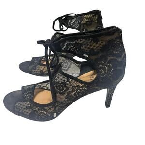 Impo Black Lace Tie-Up High Heel Sandals